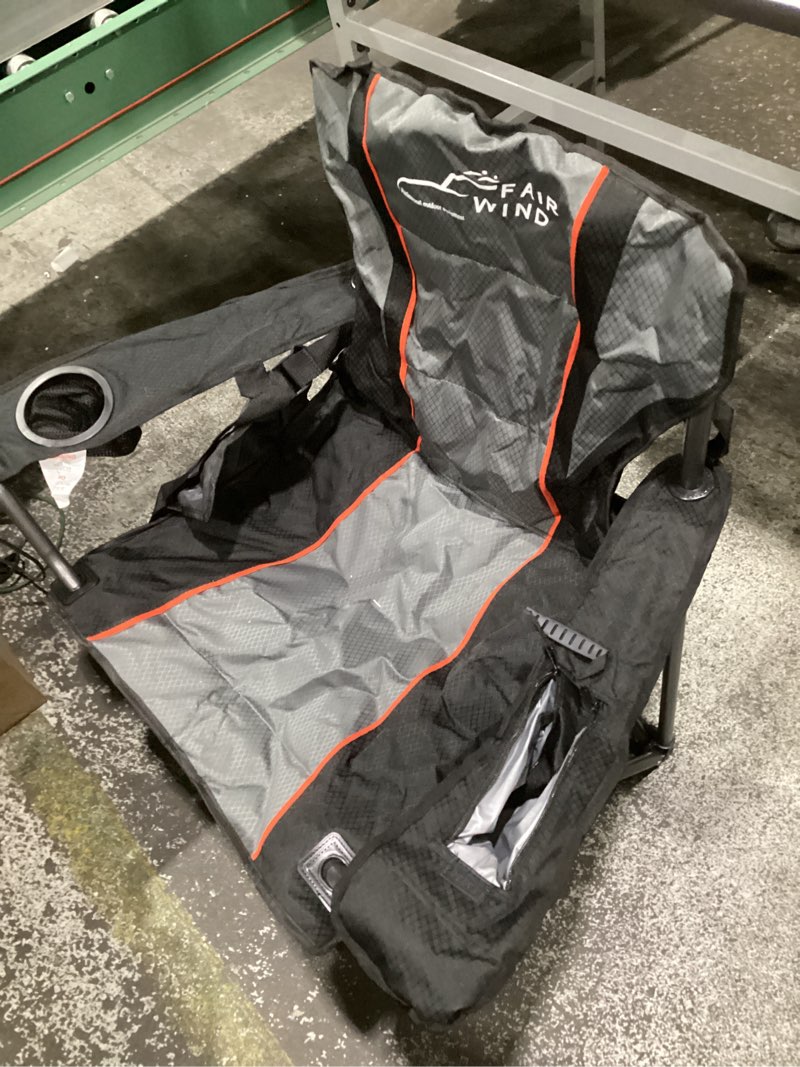 Condition photo showing Good Condition for fair wind padded camping chair 500lbs capacity heavy duty oversized folding chair for heavy people portable lawn chair with adjustable lumbar support, cooler bag & cup holder for outdoor, beach black single pack