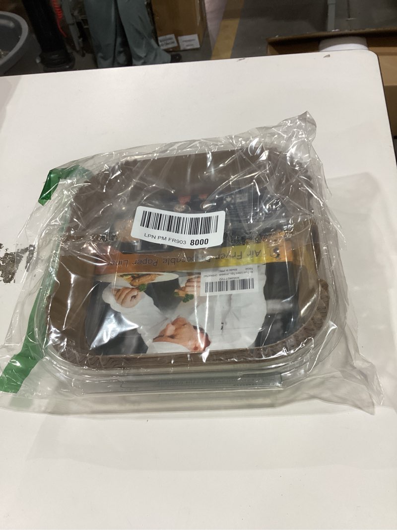 Condition photo showing New/Like New for 4 qt Air Fryer Liners, Chefman Air Fryer Liners, Disposable 4qt Air Fryer Liner for GreenLife 4.5 QT Cuisinart Airfryer, Non-stick Parchment Paper for Frying, Baking- Unbleached(120Pcs) 7.5" Square 120 pcs