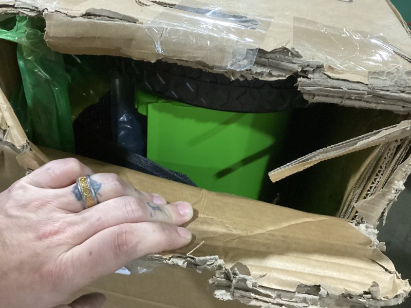 Condition photo showing As Is for Pickup Pro 2 Leaf & Lawn Sweeper – Push Powered Garden Sweeper for Grass Clippings, Leaves & Debris – Manual Push Yard Sweeper with Height Adjustment & Large Collection Hopper