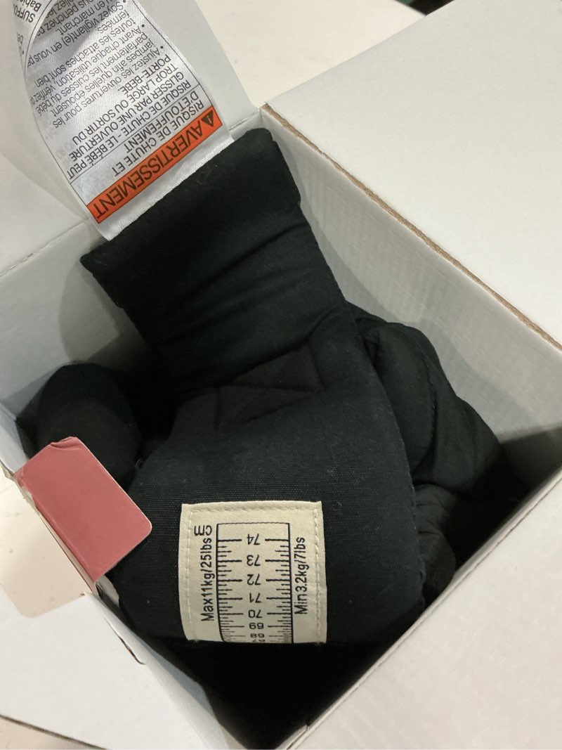 Condition photo showing Good Condition for momcozy weesnug baby carrier - cozy comfort for newborns 7-25 lbs, ergonomic cross-back support, effortless to put on, hands-free infant carrier with lumbar support, black