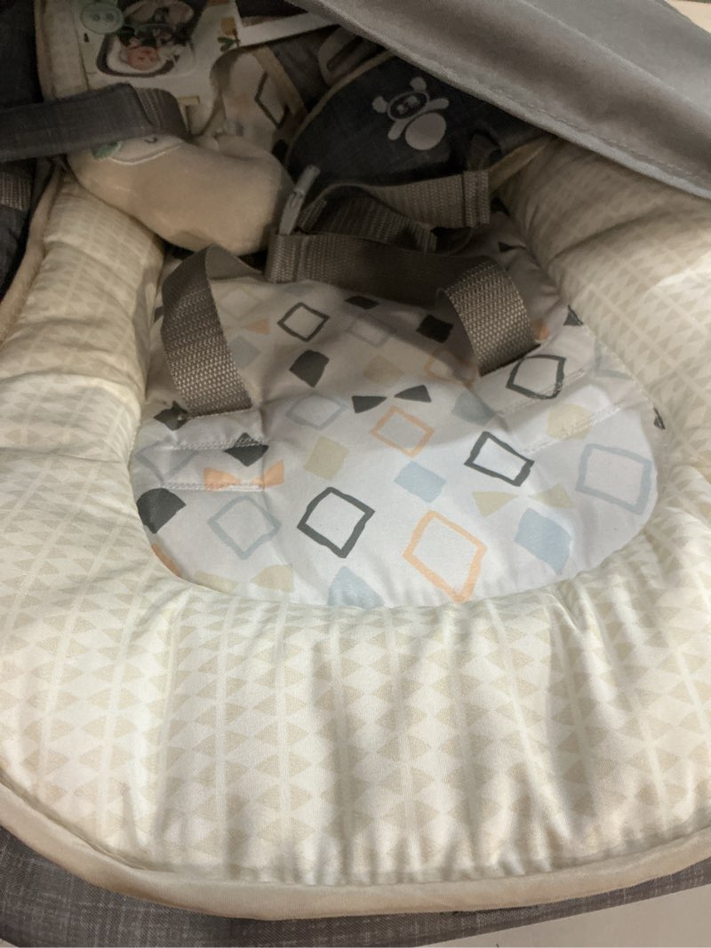Condition photo showing Good Condition for ingenuity gas relief and anti-colic baby bouncer seat and rocker, gentle belly massage to relax and soothe bellies, instant tummy soother, 20 songs and melodies – parker gray-parker
