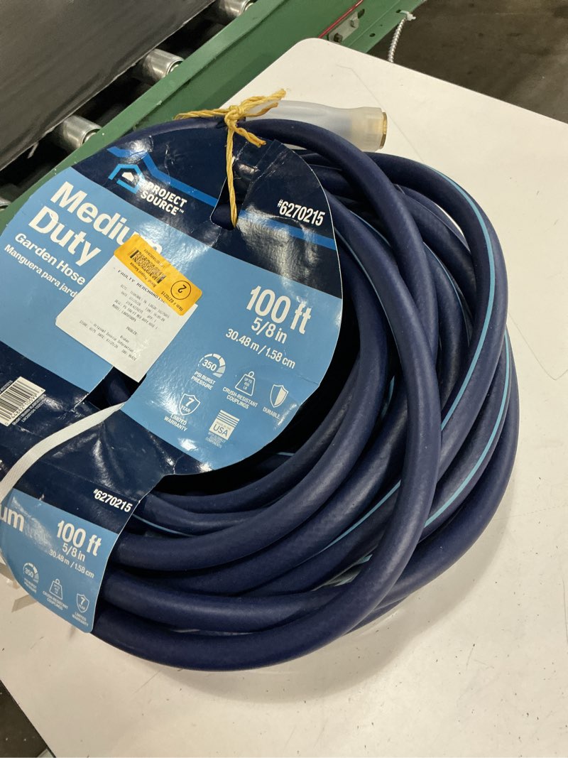 Condition photo showing As Is for project source 5/8-in x 100-ft medium -duty vinyl blue hose