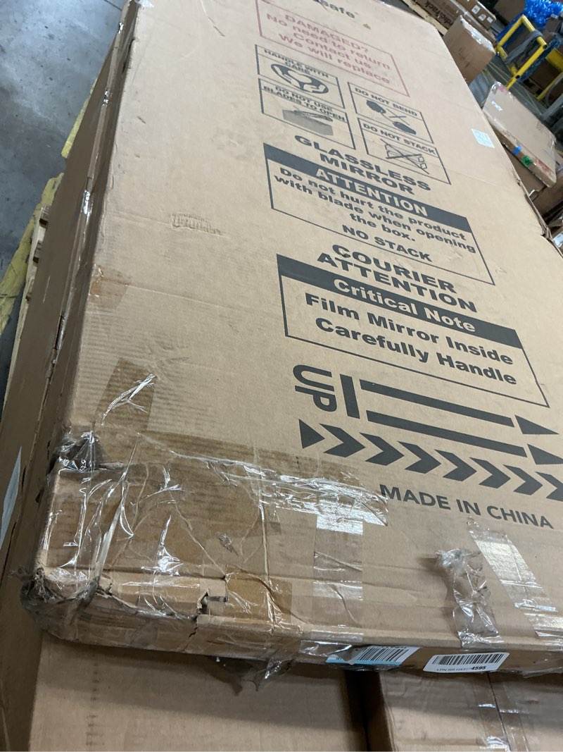 Condition photo showing Good Condition for brisafe 67"x63" Folding Mirror with Wheels, 3-Panel Full Length Wall Mirror, Space-Saving Design, Shatterproof Nano Material, Portable Floor Mirror for Gym, Dance Studio, Home, Commercial Use, Black Black 67"L x 63"W