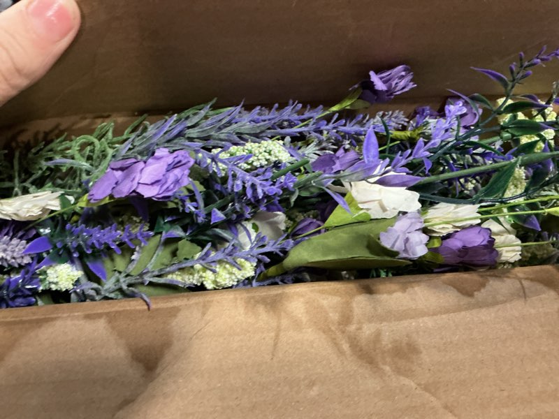 Condition photo showing Good Condition for artgar 26 inch spring wreaths for front door, spring summer lavender paper flower wreaths for home farmhouse windows walls porch wedding indoor outdoor decor for all seasons (purple)