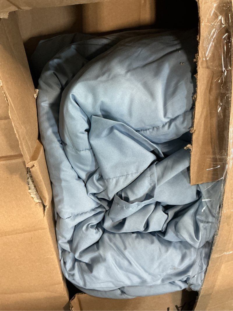 Condition photo showing As Is for CozyLux Queen Comforter Set Grayish Blue, 7 Pieces Bed in a Bag, Blue Comforter Queen Size, All Season Bedding Sets with Stitch Quilted Comforter, Flat Sheet, Fitted Sheet, Pillowcases Grayish Blue Queen