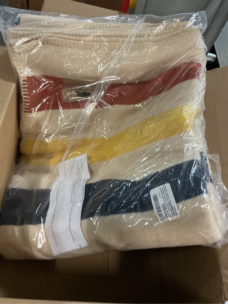 Condition photo showing New/Like New for chubbuck 100% wool blanket camping (60" x 84") - large warm blanket for camping, emergency, outdoor concerts and home use - fire retardant, soft and warm blankets for winter (lighthouse)