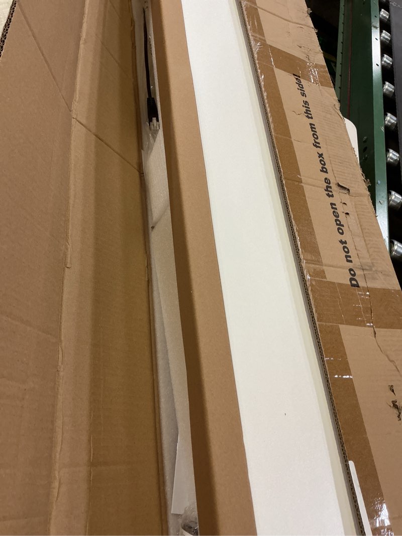 Condition photo showing Good Condition for Veken 55 Inch Large Electric Standing Desk,Sit to Stand Up, Heights Adjustable, Work Home Office Computer Table for Study, Walking Pad, Writing, and Games, Wooden Desktop Desks, White 55 Inch White