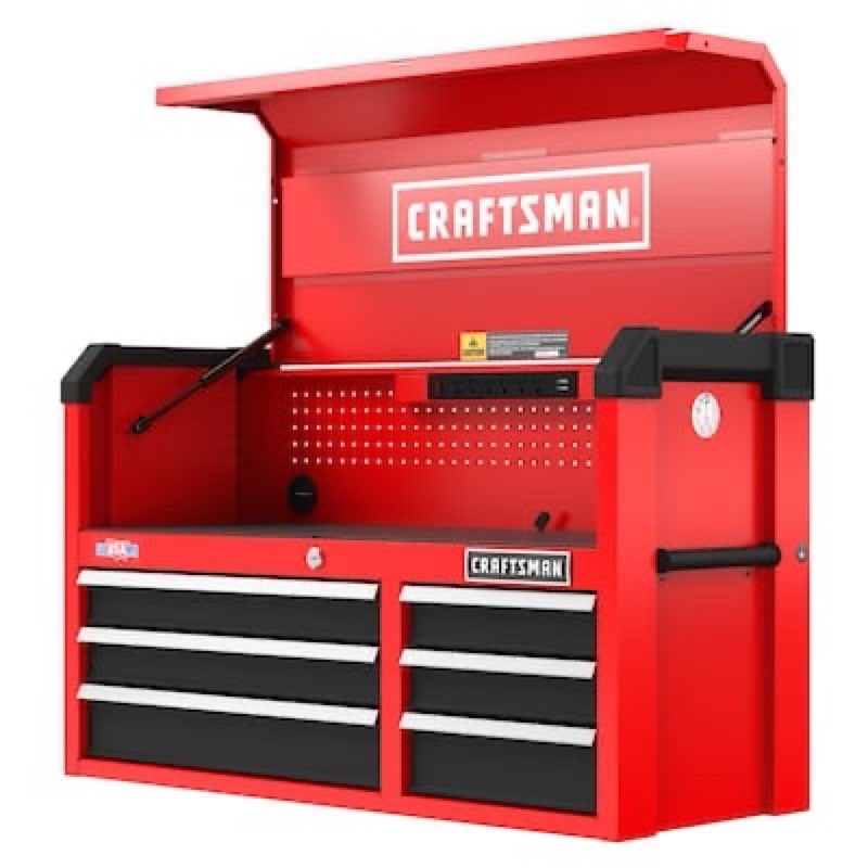 craftsman 2000 series 41-in w x 24.5-in h x 16-in d steel tool chest red broken hood.