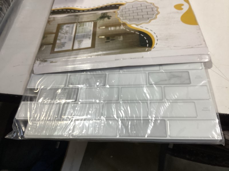Condition photo showing Good Condition for longking peel and stick subway tile backsplash for kitchen, vertical strip design, white marble tile, waterproof wall sticker for kitchen & bathroom brick white marble