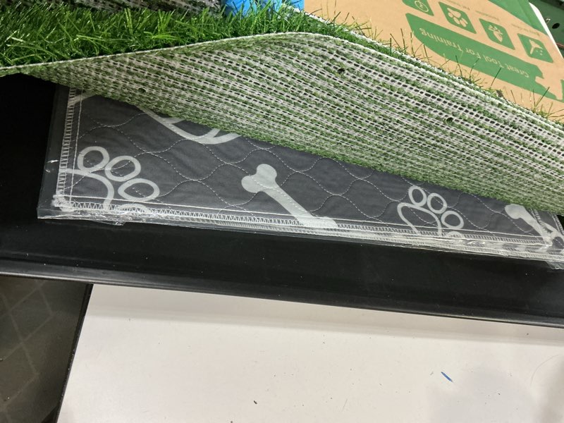 Condition photo showing Good Condition for (similar)dog grass large potty patch, dog litter boxes artificial grass bathroom turf for pet training, washable puppy pee pad, perfect indoor/outdoor portable potty pet loo (tray system-35\"x22.6\") 3-layered design l-35\"x22.6\"