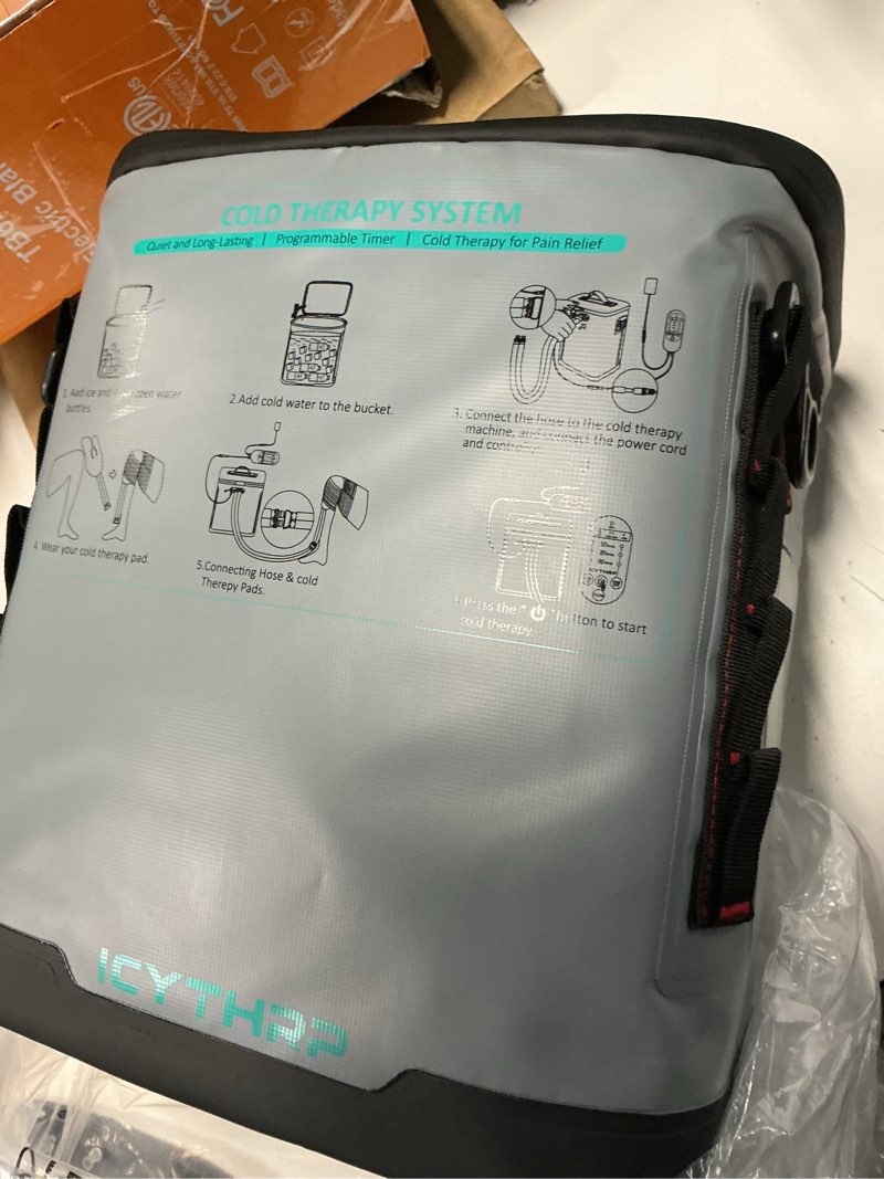 Condition photo showing Good Condition for icythrp cold therapy machine with programmable timer, portable ice machine for knee after surgery, knee replacement recovery system for pain relief w/compression pad for shoulder, hip and ankle universal pad+machine