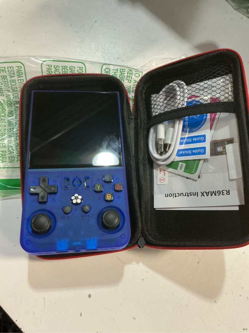 Condition photo showing New/Like New for r36max handheld game console, retro gaming console with 4000mah battery 4.0”ips screen, open source linux system, with 64gb tf card portable video gaming console, transparent blue 64gb-transparent blue