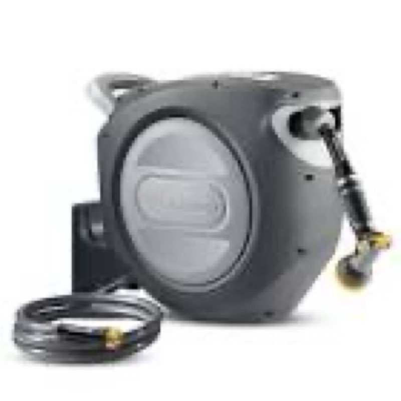 glahoden retractable garden hose reel - 1/2 in x 130 ft upgraded uv resistant automatic wall mounted