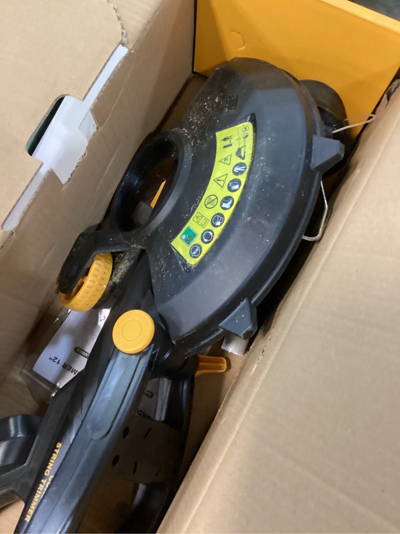 Condition photo showing As Is for heinpro cordless string trimmer compatible with dewalt 20v max battery, 12-inch weed wacker cordless auto line feed,electric weed eater battery powered grass trimmer w/6 line spools(tool only) 12.01-inch