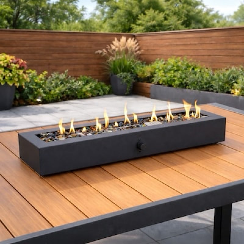 allen + roth 28-in w 40000 maximum btus steel rectangle portable liquid propane fire pit