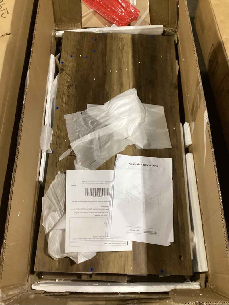 Condition photo showing Good Condition for Tribesigns 39.4-Inch Square Coffee Table for Living Room, Farmhouse All MDF Accent Center Cocktail Table with Sturdy Wooden Legs, Easy Assembly, Rustic Brown