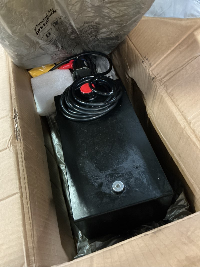 Condition photo showing As Is for nakkaa 12v dc hydraulic power device 13 quart single acting hydraulic dump trailer pump for lifting and lowering dump trailer trucks