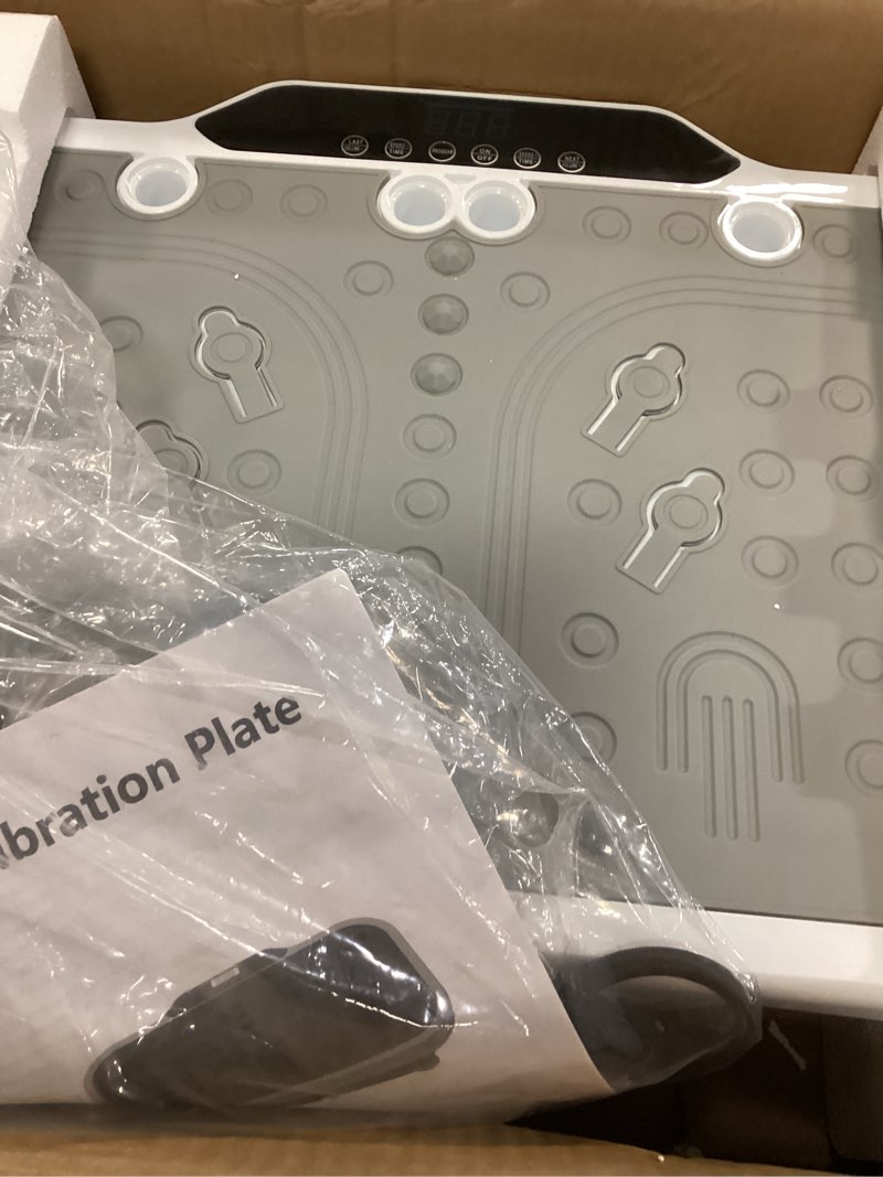 Condition photo showing Good Condition for vibration plate exercise machine for lymphatic drainage, whole body fitness workout equipment stand shake board sport gym for weight loss fat burner for women men white