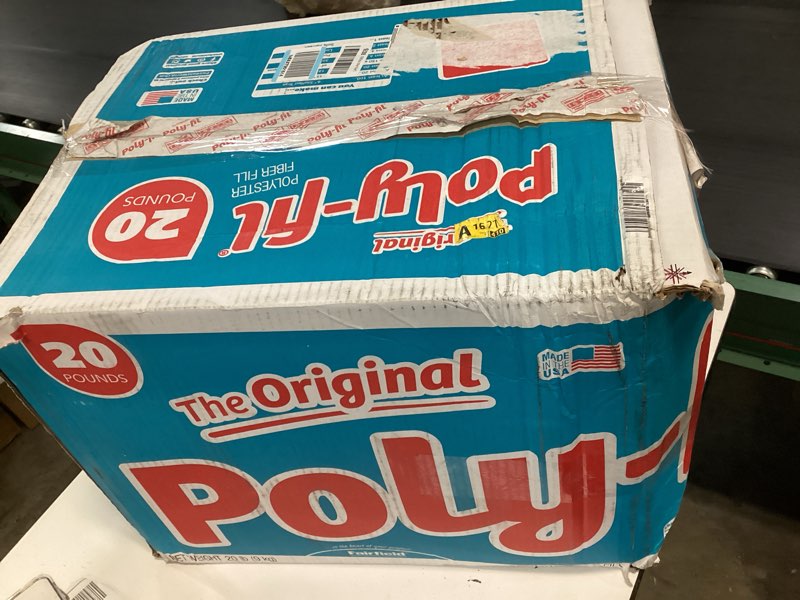 Condition photo showing New/Like New for fairfield the original poly-fil, premium polyester fiber fill, soft pillow stuffing, stuffing for stuffed animals, toys, cloud decorations, and more, machine-washable poly-fil fiber fill, 20 lbs. box 20 lb white
