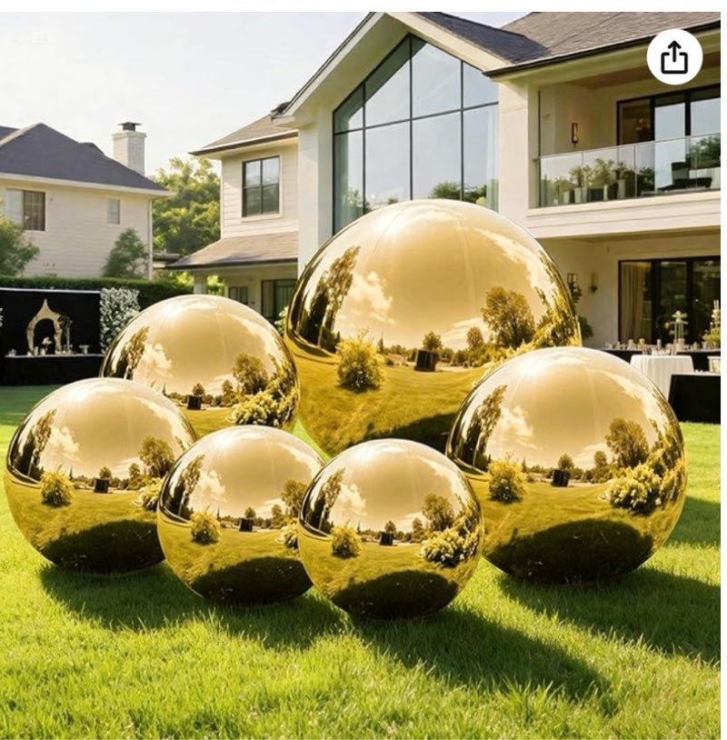 6pcs gold inflatable mirror balls with electric pump,large disco balls decor reusable pvc balloon fo