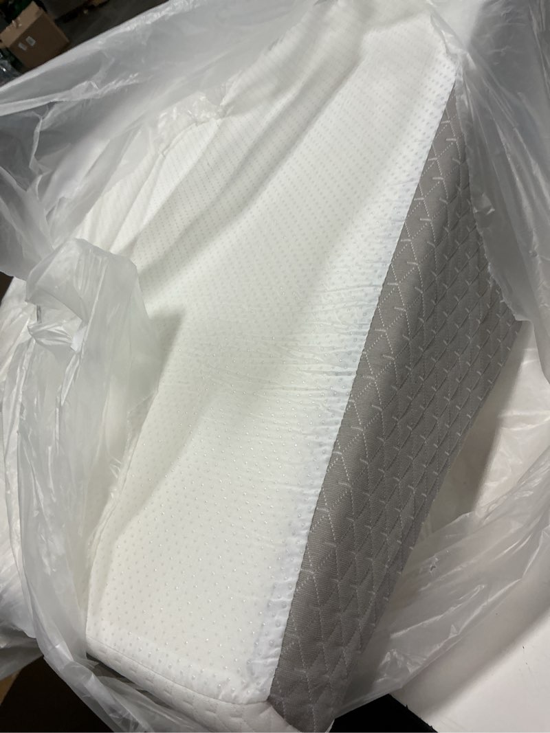 Condition photo showing As Is for ruqmuis leg elevation pillow for after surgery, 6inch foam leg elevating pillow for swelling and blood circulation, leg wedge pillow for sleeping, knee pillow for knee hip ankle pain relief, white flat top 6 inch white/grey