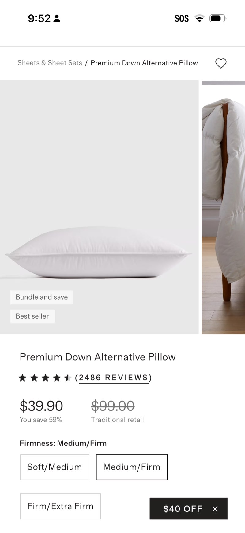 premium down alternative pillow medium standard