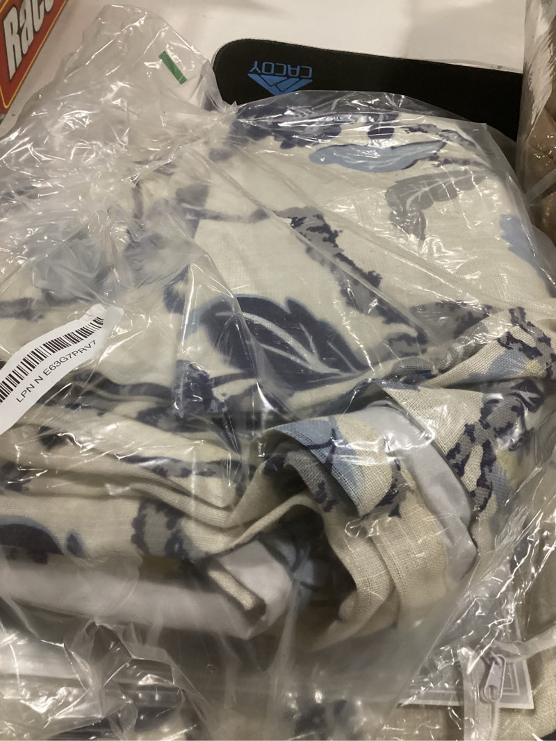 Condition photo showing Good Condition for driftaway ada floral botanical print flower leaf lined thermal insulated room darkening linen blend 100% blackout back tab window curtains 2 layers set of 2 panels each 52 inch by 90 inch navy navy-back tab 100% blackout 52"w x 90"l (pack of 2)