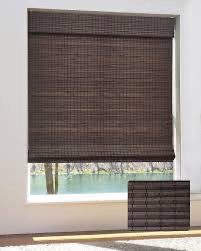 UNISHADES Cordless Bamboo Roman Shades for Windows, 100% Blackout Backing Fabric for Light Blocking,