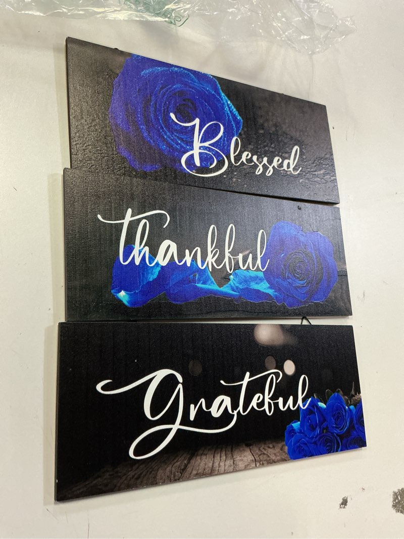 Condition photo showing As Is for Greatful wood plank set of 3