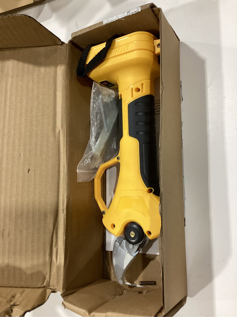 Condition photo showing As Is for brushless electric pruning shears compatible with dewalt 20v battery, cordless power pruners for gardening with lcd display, 2 adjustable cutting, 1.2“ electric scissors for tree trimming (no battery)
