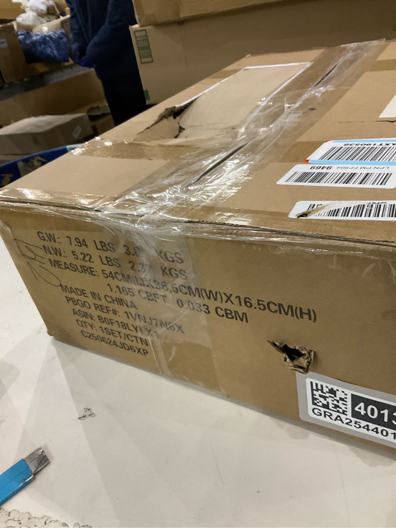 Condition photo showing New/Like New for Amazon Basics Ceramic Nonstick Cookware, 3-Piece Set of Pans, All Cooktop Friendly, Dishwasher-Safe, Linen Gray