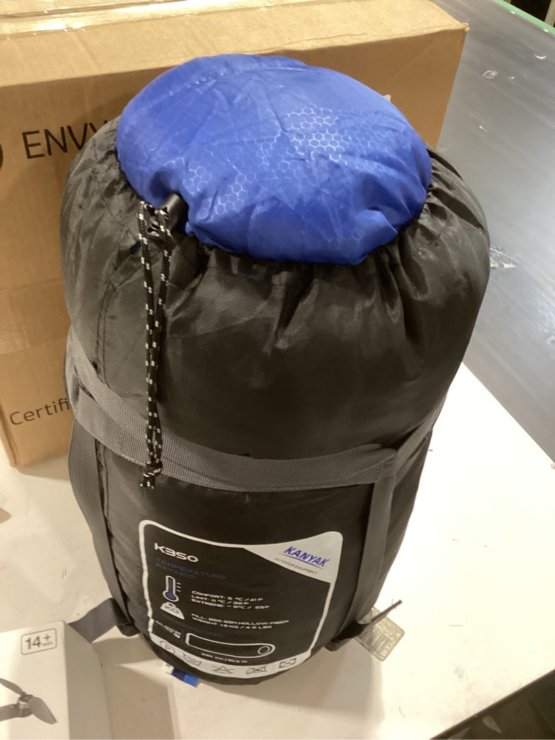 Condition photo showing Good Condition for camping sleeping bag, 32? sleeping bags for adults kids teens cold weather warm sleeping bag winter for 3-4 season camping, camping gear equipment, traveling, and outdoors blue & dark blue