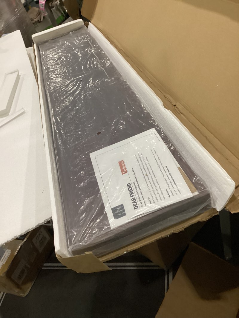 Condition photo showing New/Like New for 48" Solid Wood Floating Shelves, 9.3 Inch Deep Floating Shelves for Wall, Rustic Wooden Shelves for Wall Decor, Large Fireplace Mantel for Storage, Deep Floating shelf Set of 1, Red Brown Red Brown 48"W x 9.3"D