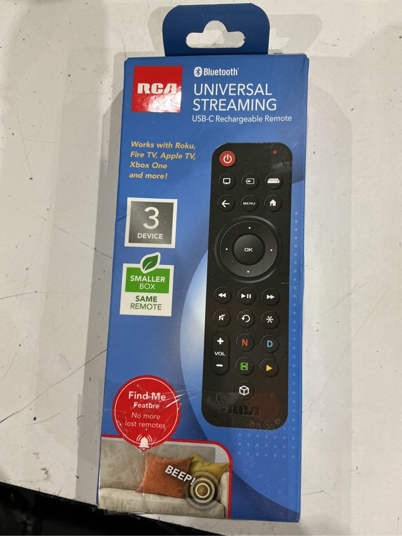Condition photo showing As Is for rca 3-device bluetooth rechargeable streaming remote control