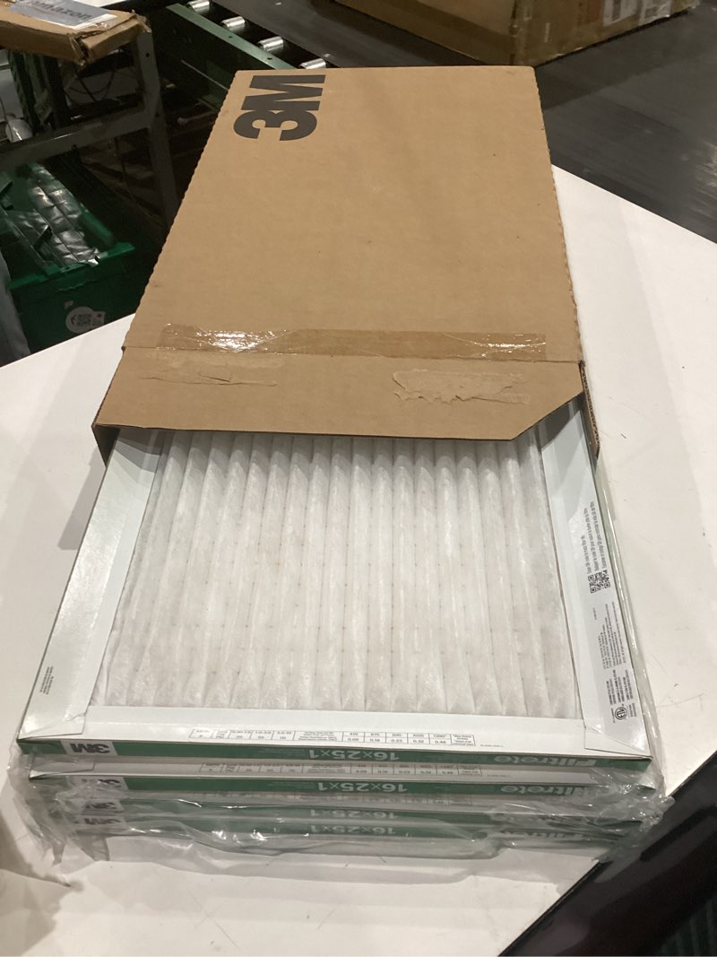Condition photo showing Good Condition for filtrete 16x25x1 air filter merv 8, mpr 700 tough on pollen 4-pack, ac furnace hvac filters for home, 3-month pleated electrostatic (actual size 15.68 x 24.56 x 0.78 in)