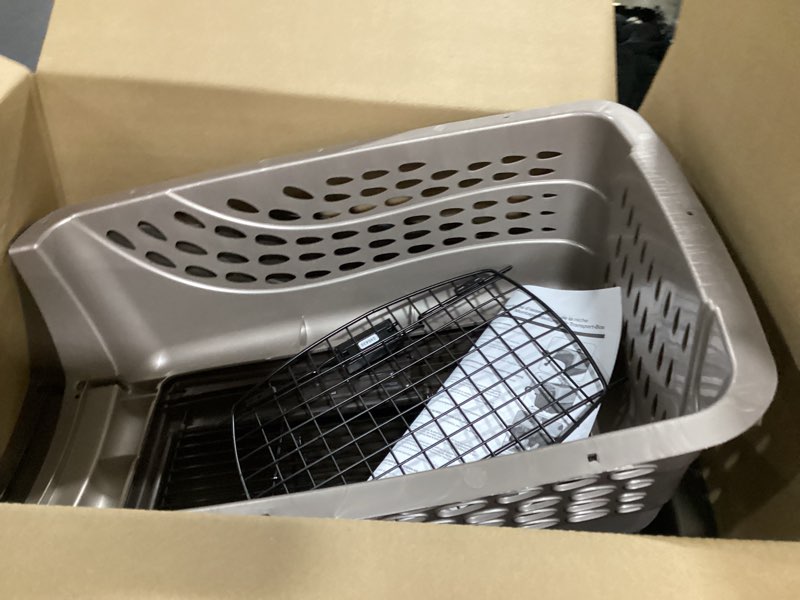 Condition photo showing New/Like New for Petmate Dog Crates for Small Dogs & Cat Carriers, Two-Door Plastic Pet Kennel, Top & Front Loading, Made in USA, 24" For Pets Up To 15 lb, Pearl Tan Two-door 24.0"L x 16.8"W x 14.5"H TAN