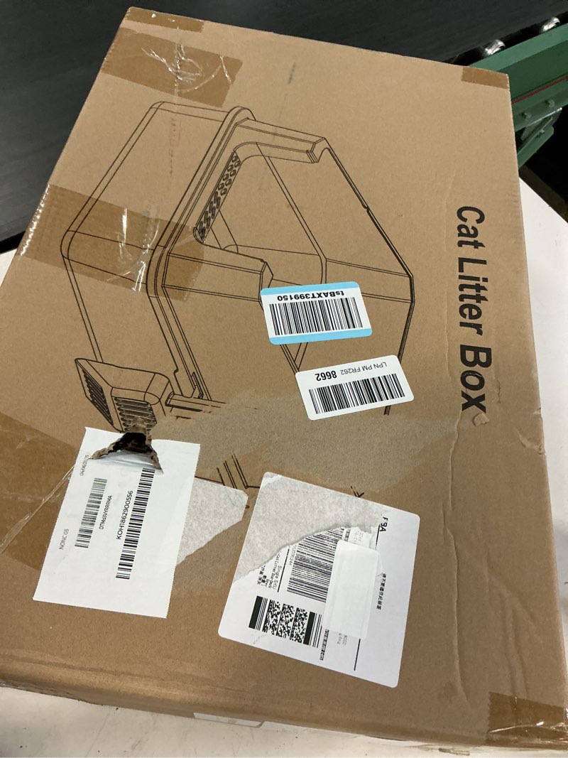 Condition photo showing Good Condition for stainless steel litter box, extra large litter boxes for big cats, xlarge metal cat litter box with lid, anti-urine leakage xl box with high sides, easy clean, non-sticky, scoop included