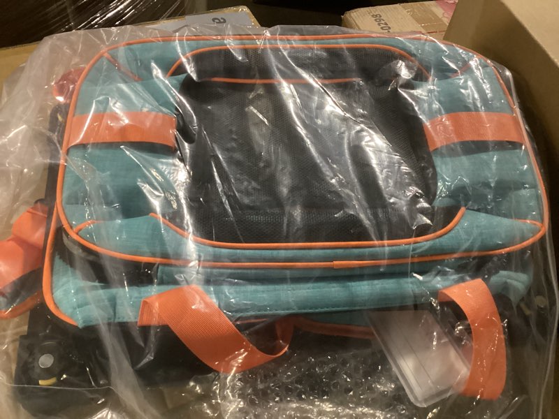 Condition photo showing New/Like New for petskd top-expandable small pet carrier with wheels (19" l x 13" w x 9" h), southwest/allegiant airlines approved, rolling pet carrier for small dogs & cats (black) blue and wheeled