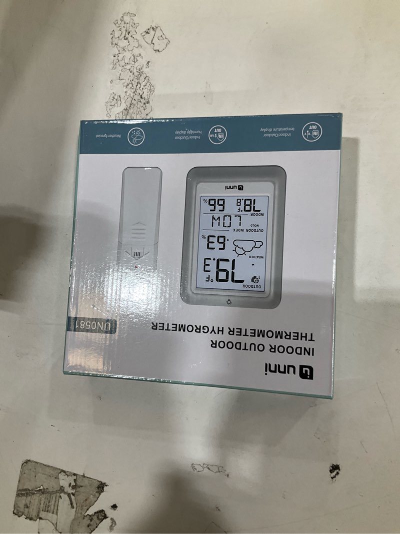 Condition photo showing New/Like New for Indoor Outdoor Thermometer Wireless Weather Station, Temperature Humidity Monitor Battery Powered Inside Outside Thermometers with 330ft Range Remote Sensor and Backlight Display?Metal Black?