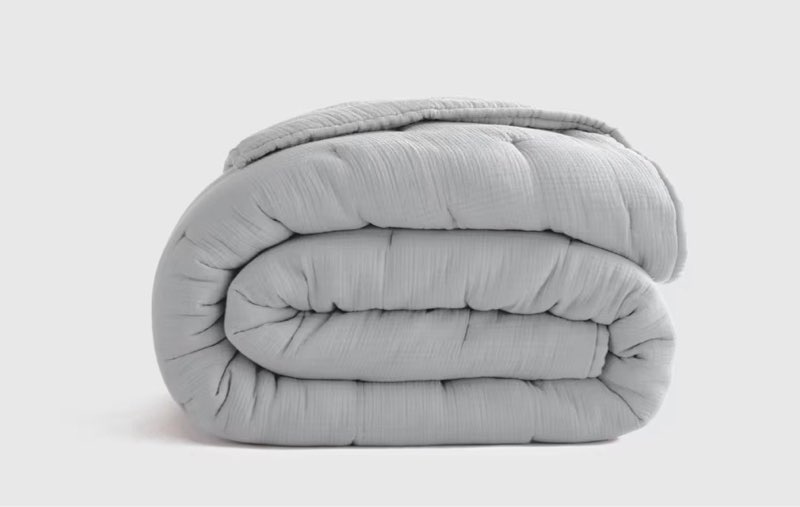 Quince Organic Airy Gauze Dream Quilt Light Grey King New