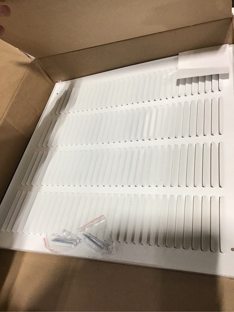 Condition photo showing New/Like New for EZ-FLO 16 x 16 Inch (Duct Opening) Return Air Vent Cover for Wall or Ceiling, Solid Steel Return Air Filter Grille, HVAC Vent Cover, White, 61654 16 in. x 16 in.