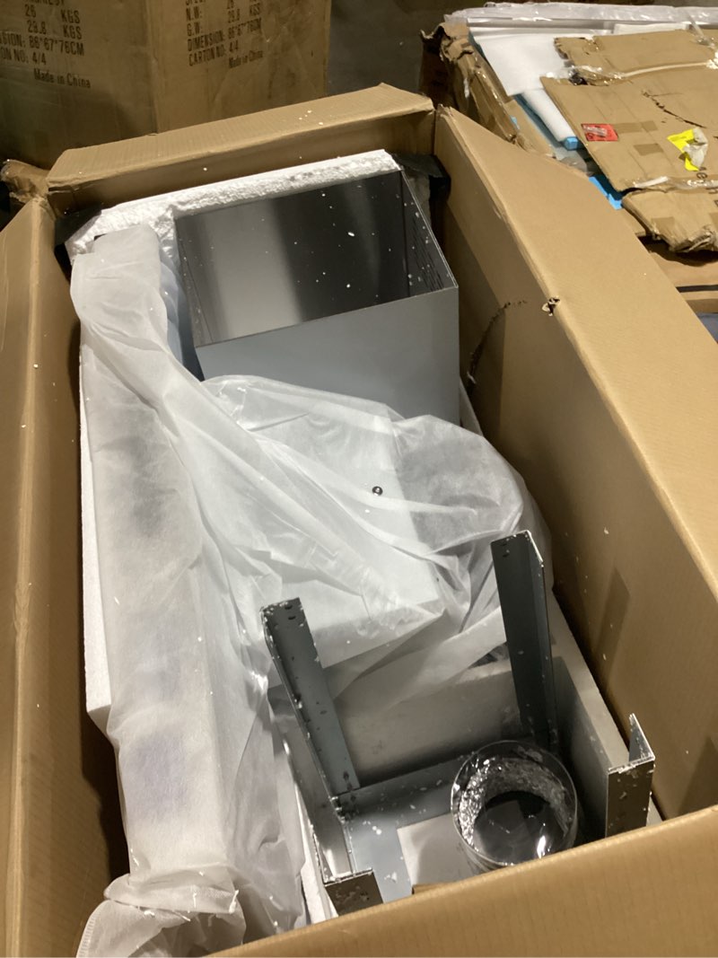 Condition photo showing Good Condition for vikio home island range hood 36 inch, 980 cfm island mount range hood with dual-sided touch/gesture control, ceiling mount kitchen hood, convertible ducted/ductless, 4 led lights, 3 baffle filters