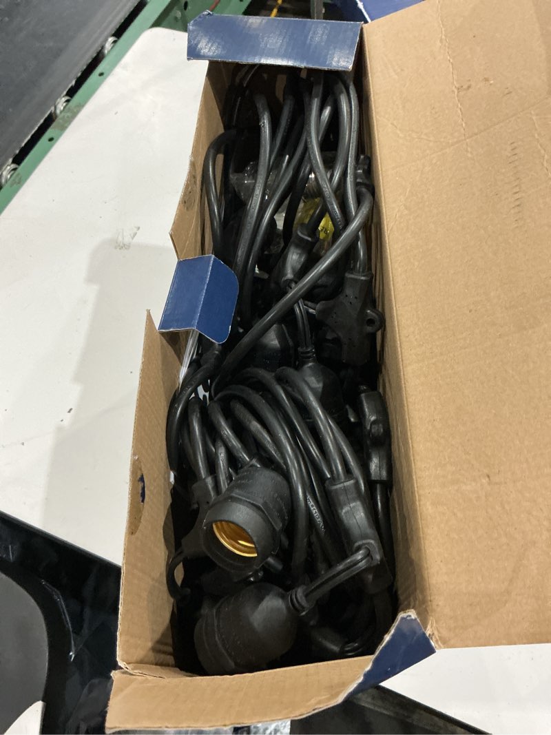 Condition photo showing As Is for harbor breeze 48-ft plug-in black indoor/outdoor string light with 24 white -light led edison bulbs