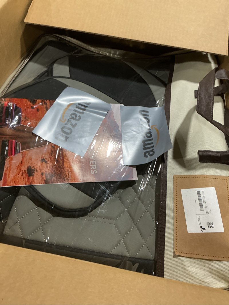 Condition photo showing As Is for FREESOO Tundra Seat Covers 2007-2013, Fit for Toyota Tundra Crewmax Cab 5 Seats, Custom Truck Seat Covers with Waterproof Faux Leather BlackGrey BlackGrey 2007-2013 Full Set