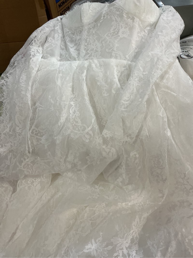 Condition photo showing Good Condition for (( size l))zhexudai elegant long lace sleeve high neck wedding dresses – embroidered a-line bridal gown with ch