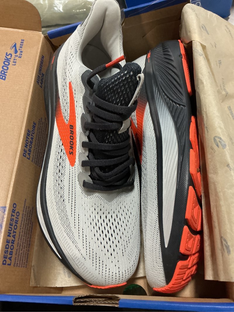 Condition photo showing Good Condition for brooks men’s ghost 17 neutral running shoe 10.5 oyster mushroom/orange/ebony