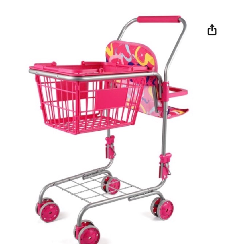 BABESIDE Metal Shopping Cart for Kids, Toy Shopping Cart Kids Grocery Cart with Removable Hand Baske