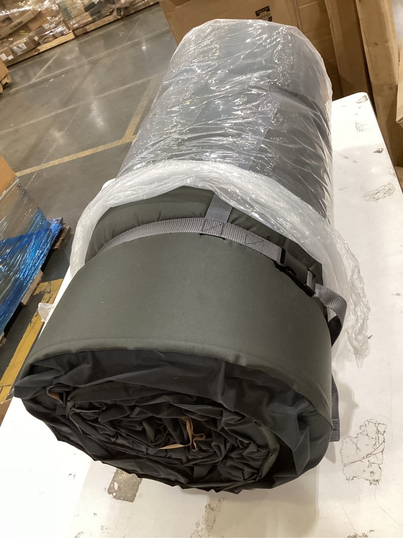 Condition photo showing New/Like New for lost horizon air & foam camping mattress, self-inflating sleeping pad, 4.5\" thick, with air pump, queen brown/grey queen sleeping pad + pump