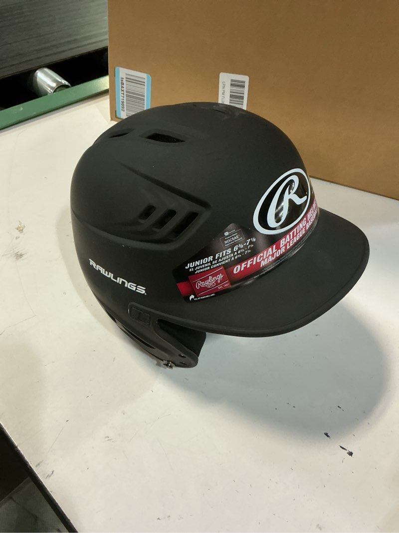 Condition photo showing As Is for rawlings r16 velo reversible ext batting helmet | reversible face guard matte black junior (6 3/8" - 7 1/8")