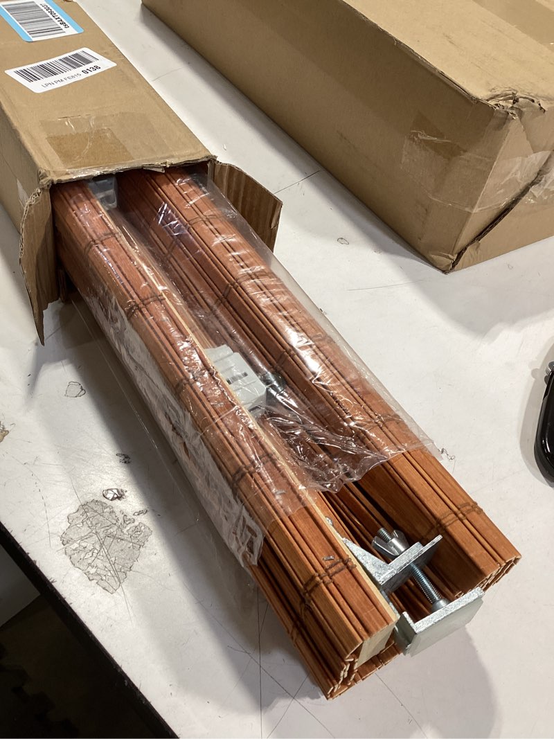 Condition photo showing Good Condition for LazBlinds No Tools No Drill Cordless Bamboo Roman Shades, Light Filtering Window Treatment, Roll Up Bamboo Blinds for Windows 31'' W x 64'' H, Wood Light Filtering-wood01 31" W x 64" H